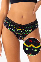 The Goodie Garland | Christmas Tinsel Busts Lace Trim Cheeky Panty - Shinesty
