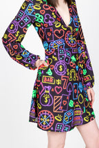 The Crown Casino | Neon Vegas Lights Wrap Dress - Shinesty