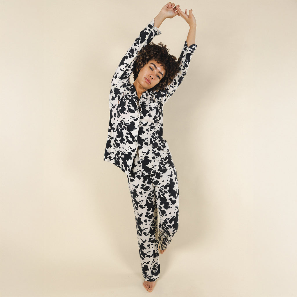 The Graze Escape | Cow Hide SleepDeep™ Women’s Long Sleeve Pajama Set - Shinesty