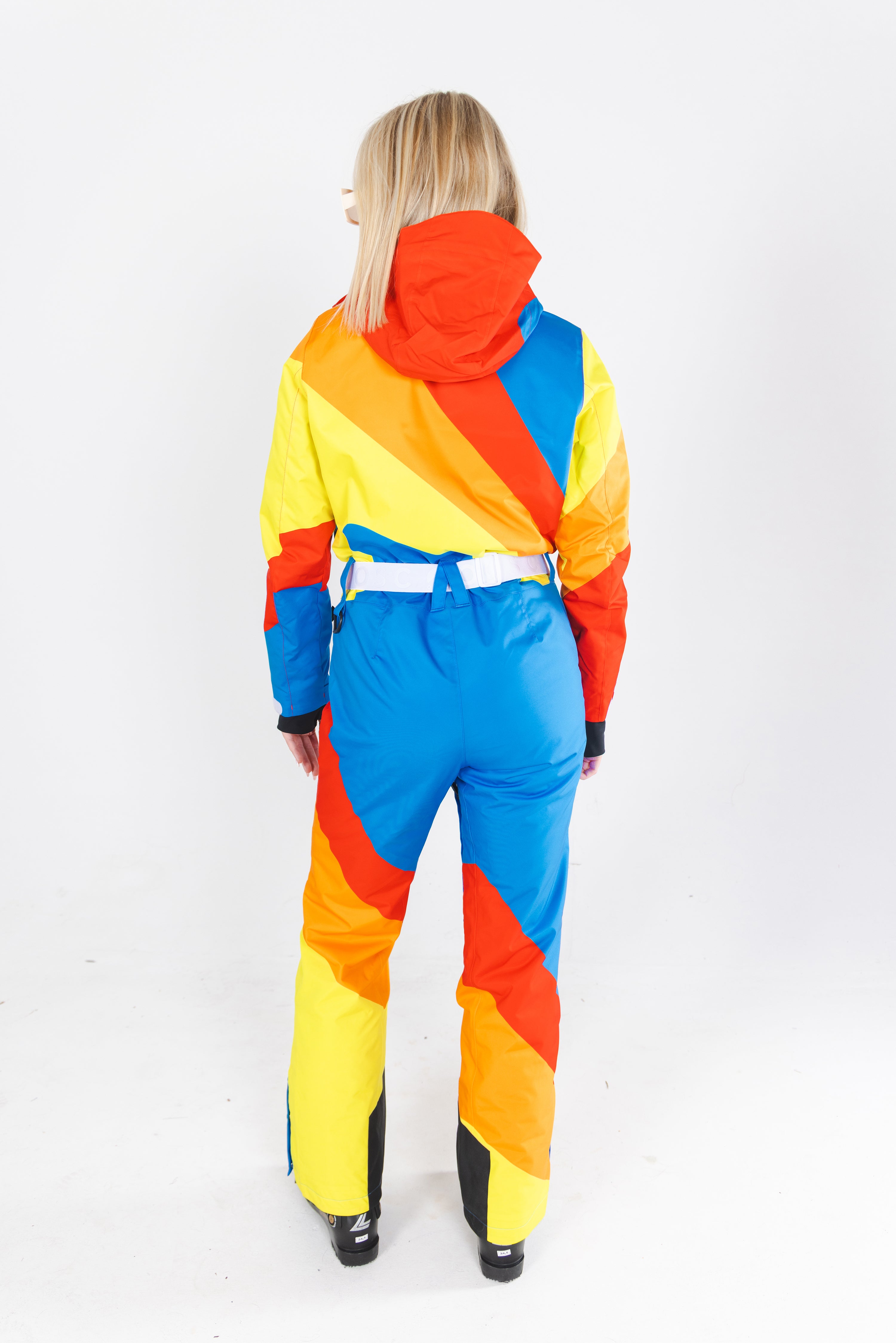 The Groovy Gondola | Orange Retro Swirl Women's One Piece Ski Suit - Shinesty