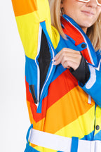 The Groovy Gondola | Orange Retro Swirl Women's One Piece Ski Suit - Shinesty