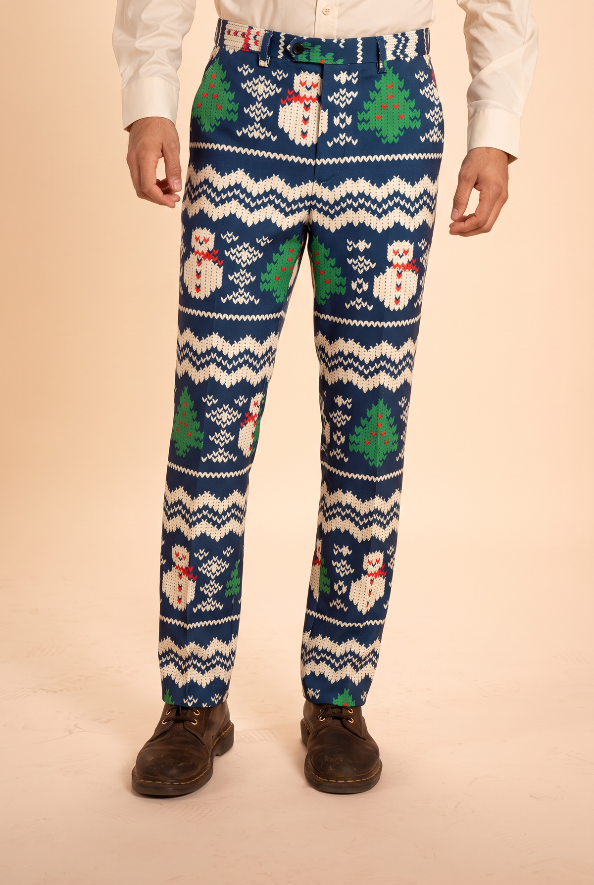 The Eggnog Aficionado | Snowman Fair Isle Men's Printed Suit Pants - Shinesty