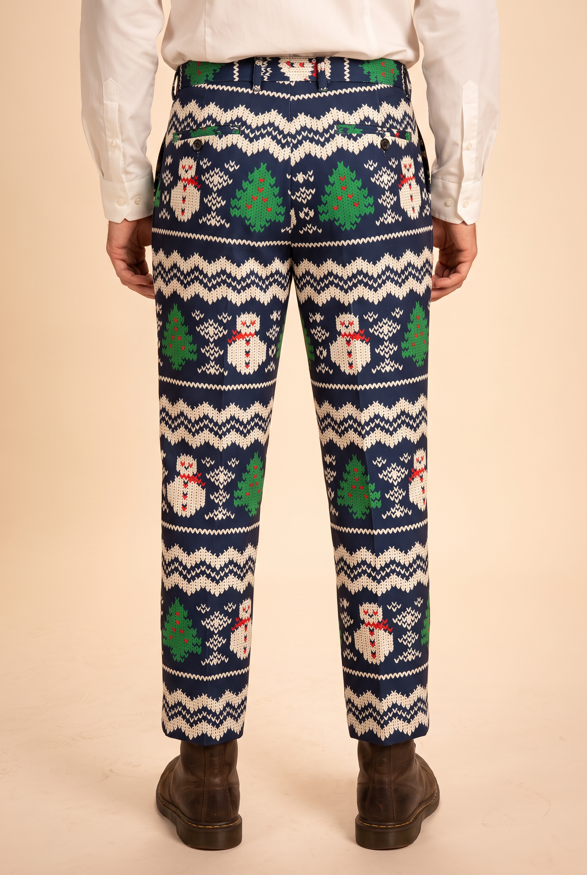 The Eggnog Aficionado | Snowman Fair Isle Men's Printed Suit Pants - Shinesty