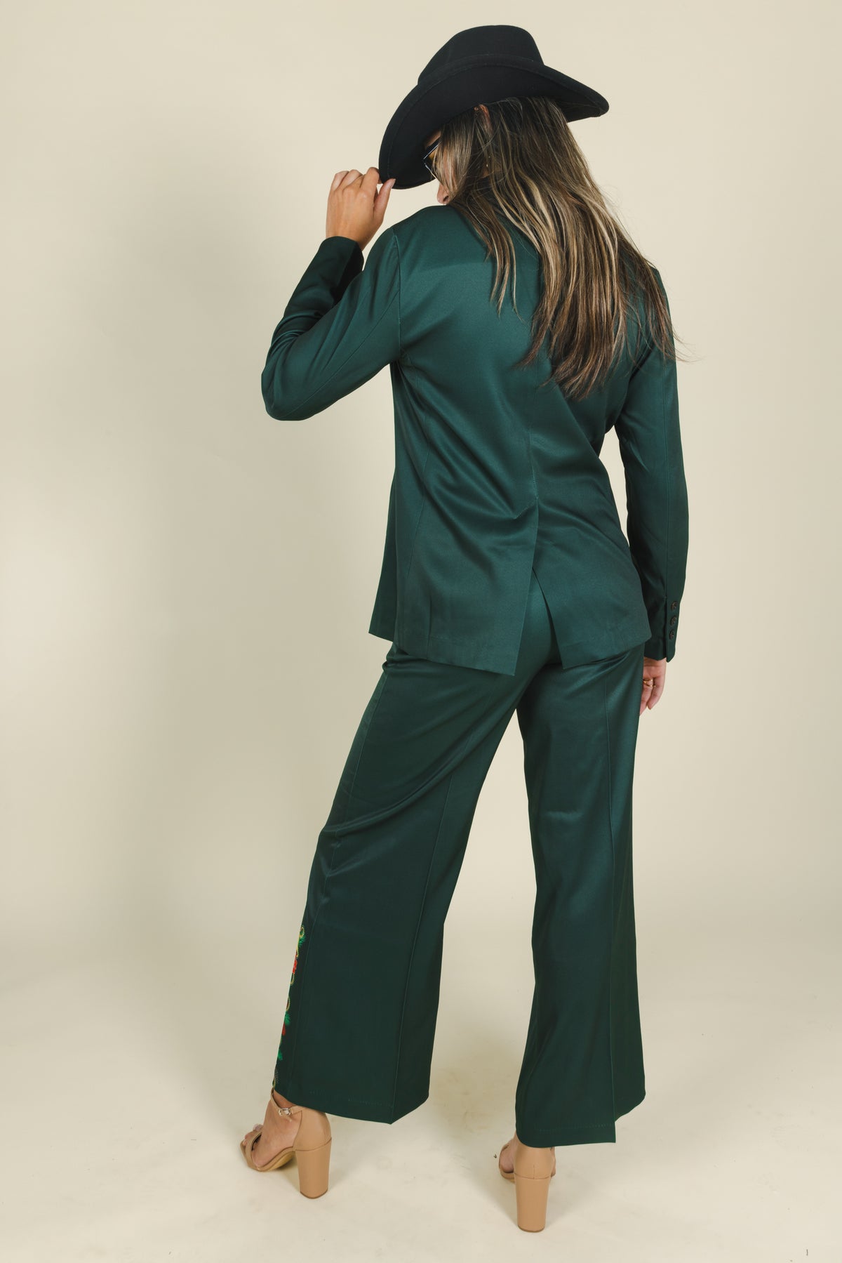 The Holiday Ham | Dark Green Holiday Placement Women's Suit Pants - Shinesty