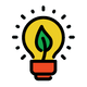 Lightbulb with a leaf glowing inside it