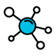 Molecule with connected nodes radiating from a center