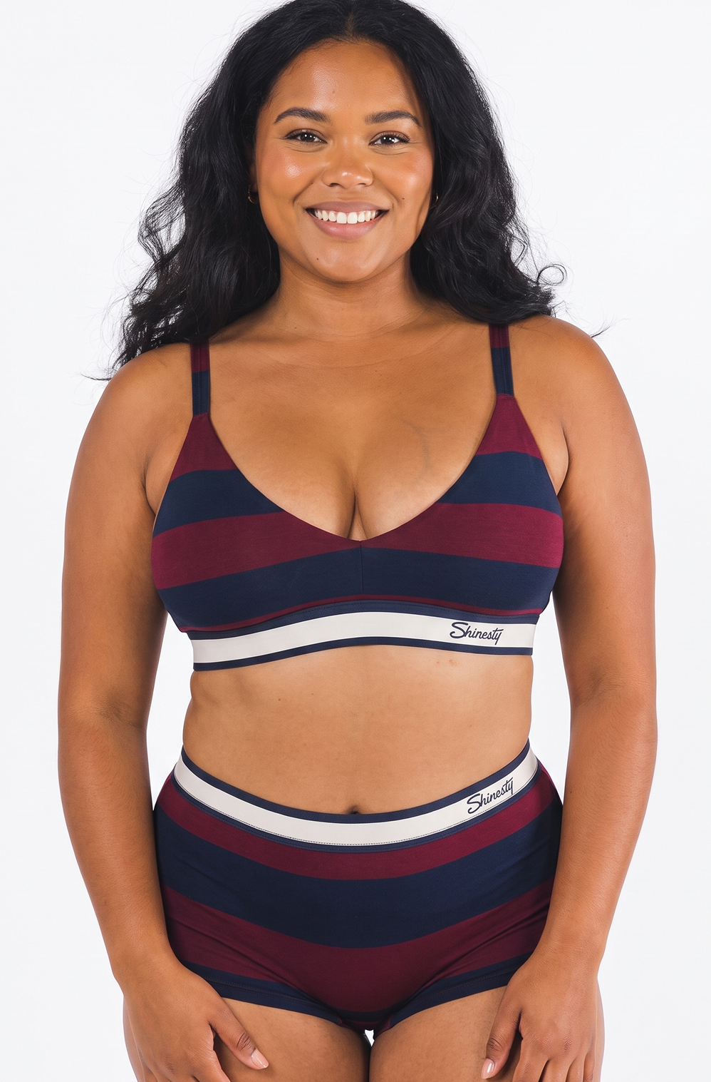 The Pitch | Rugby Stripe Boob Hammock™ Plunge Bralette - Shinesty