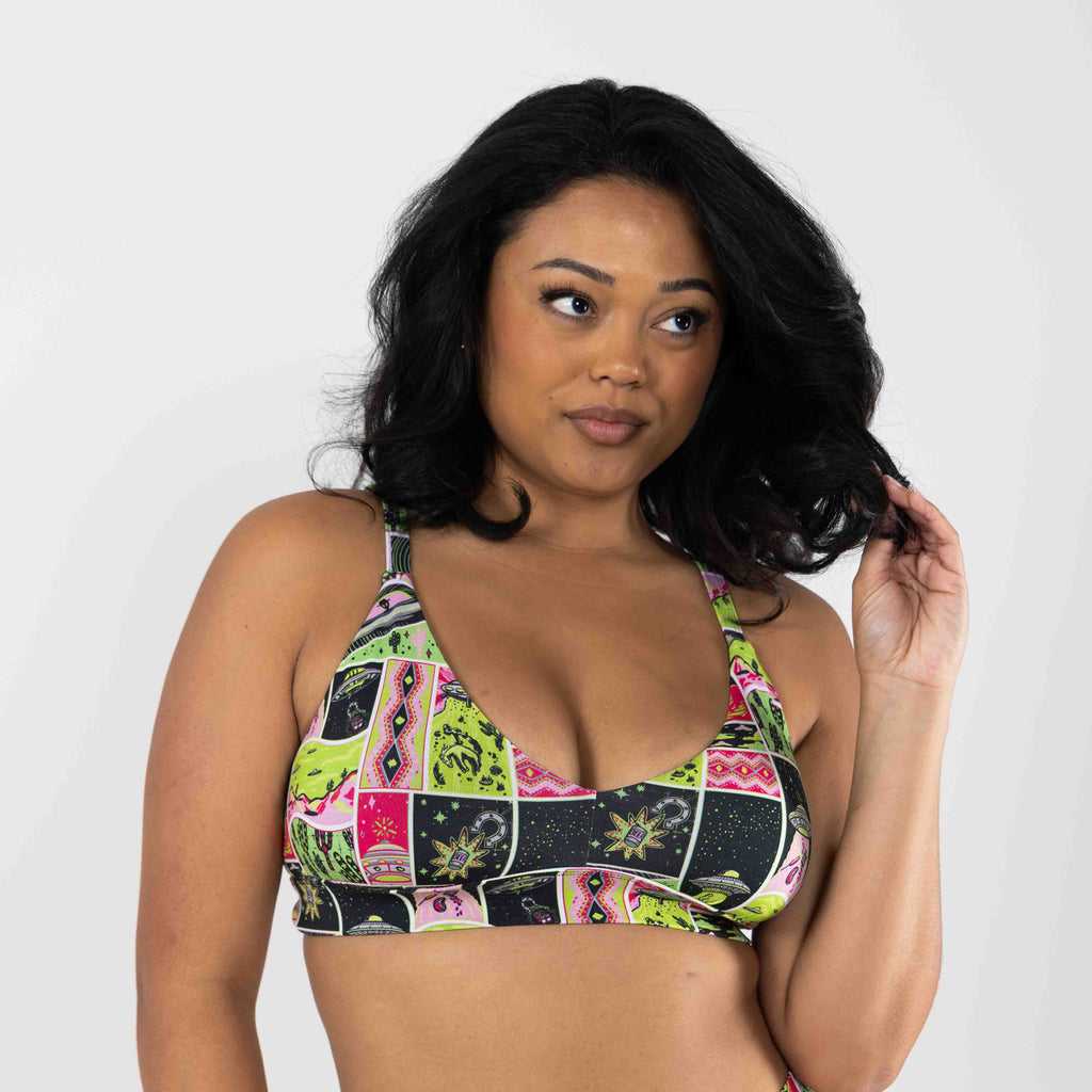 The Area 51 | Retro-Futuristic Alien Boob Hammock™ Plunge Bralette - Shinesty