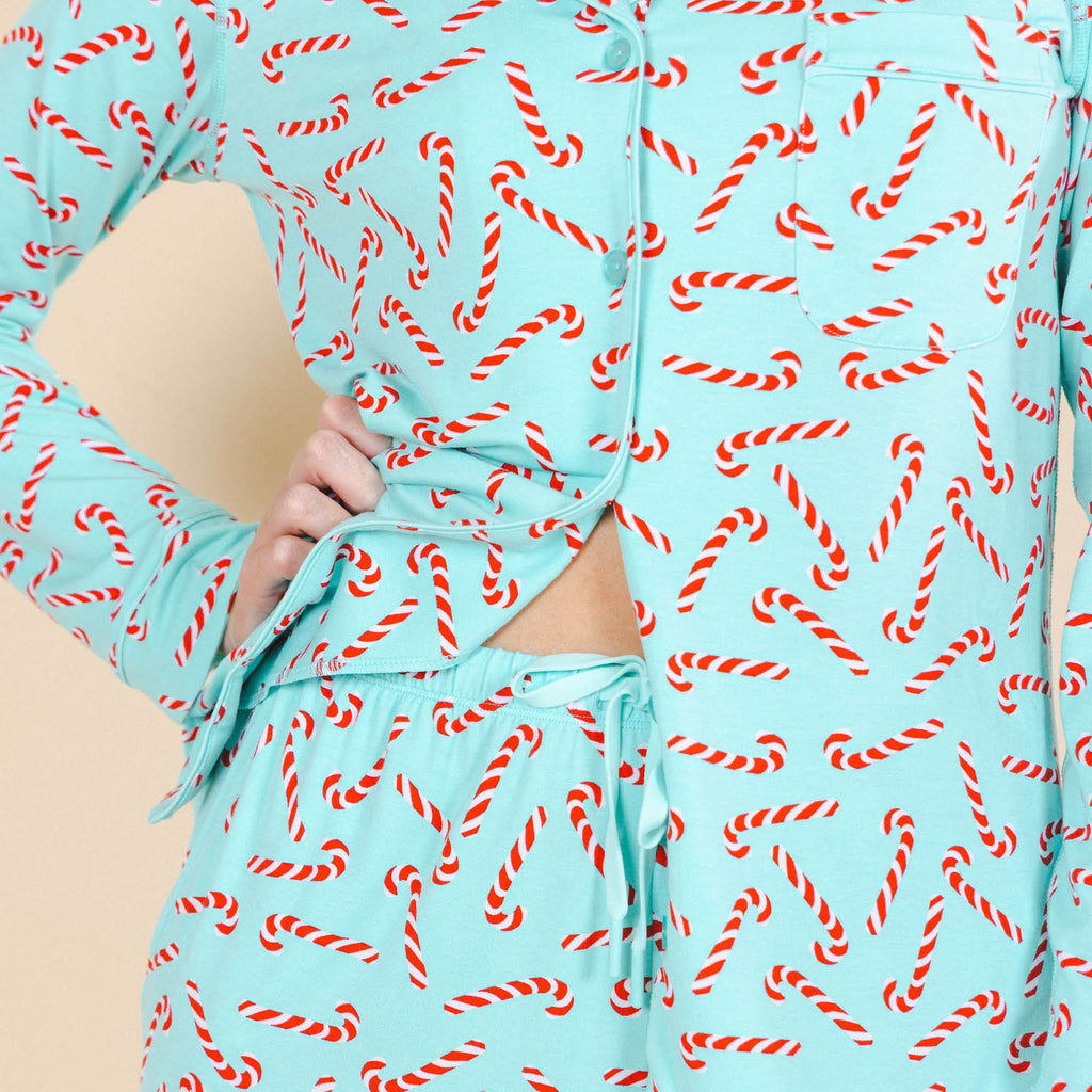 The Peppermint Pimp Canes | Candy Cane SleepDeep™ Women’s Long Sleeve Pajama Set - Shinesty