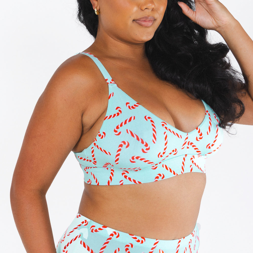 The Peppermint Pimp Canes | Candy Cane Boob Hammock™ Plunge Bralette - Shinesty
