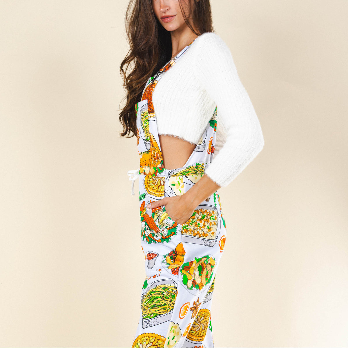 The Spread | White Thanksgiving Women's Pajamaralls® - Shinesty