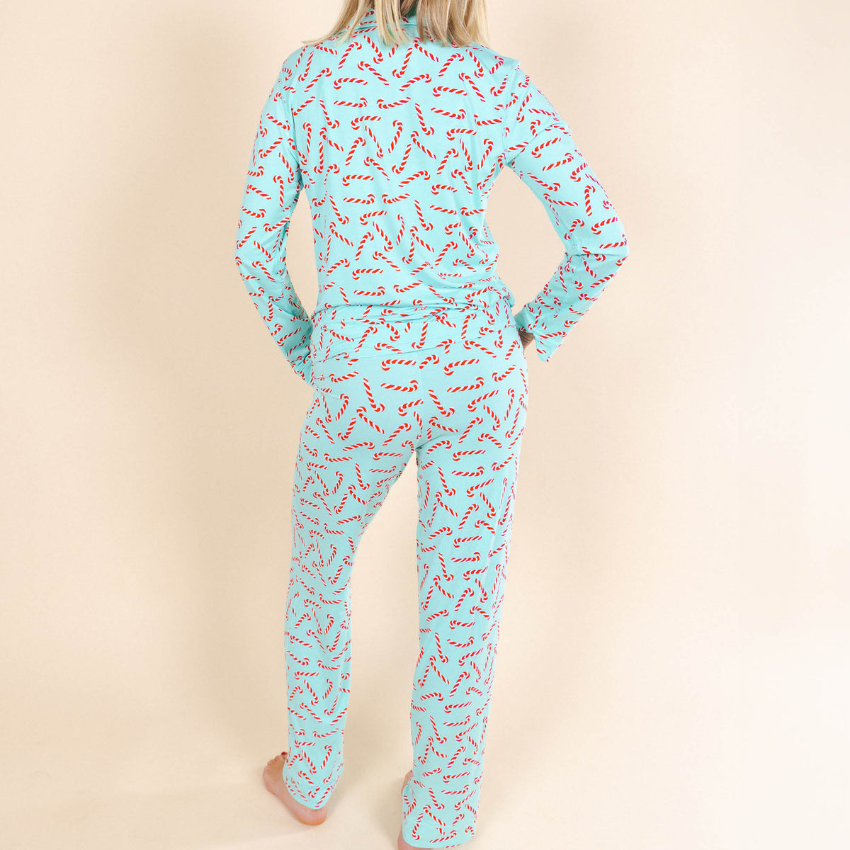 The Peppermint Pimp Canes | Candy Cane SleepDeep™ Women’s Long Sleeve Pajama Set - Shinesty