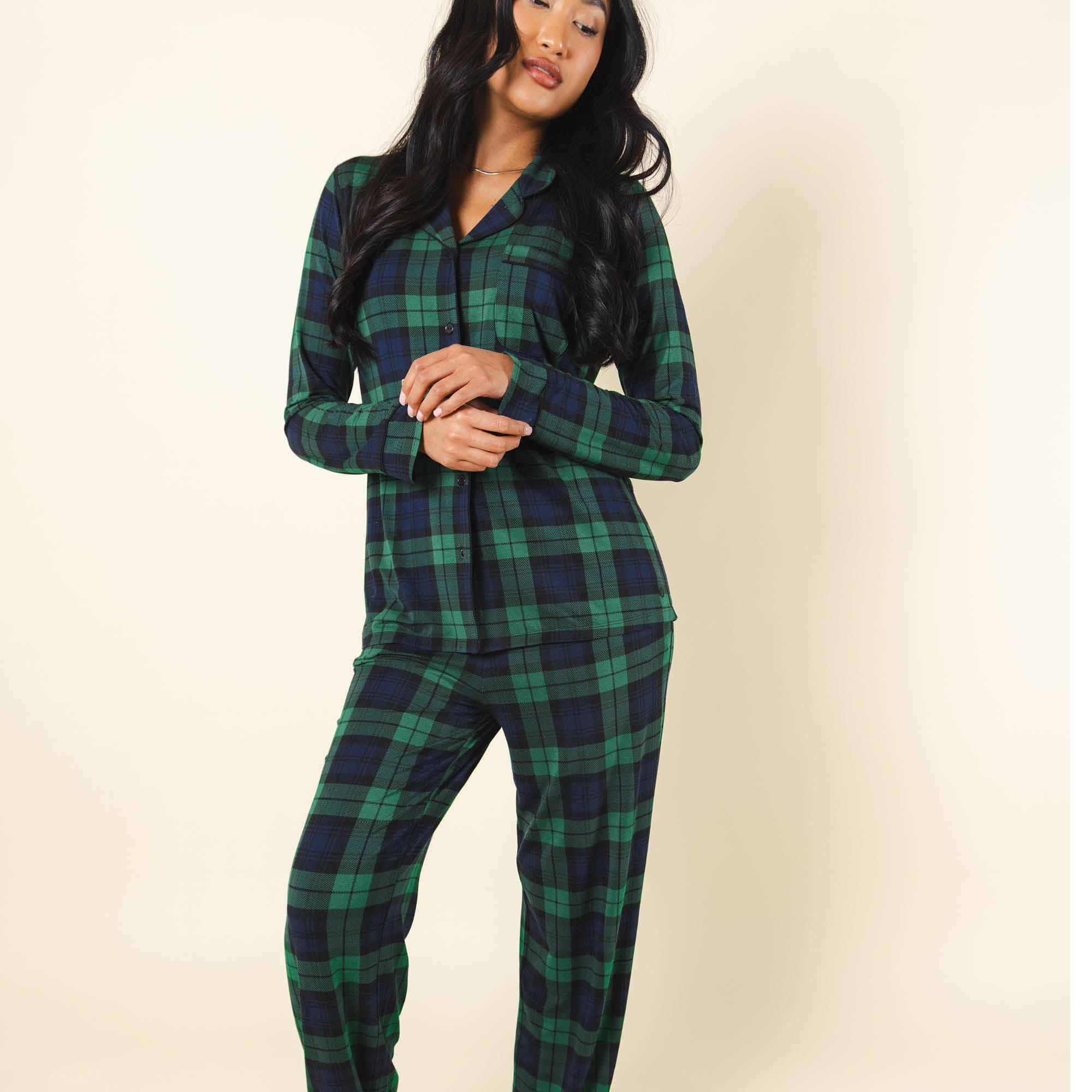 The Black Watch | Tartan Plaid SleepDeep™ Women’s Long Sleeve Pajama Set - Shinesty
