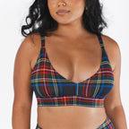 The Cappuccino | Holiday Tartan Plaid Boob Hammock™ Plunge Bralette - Shinesty