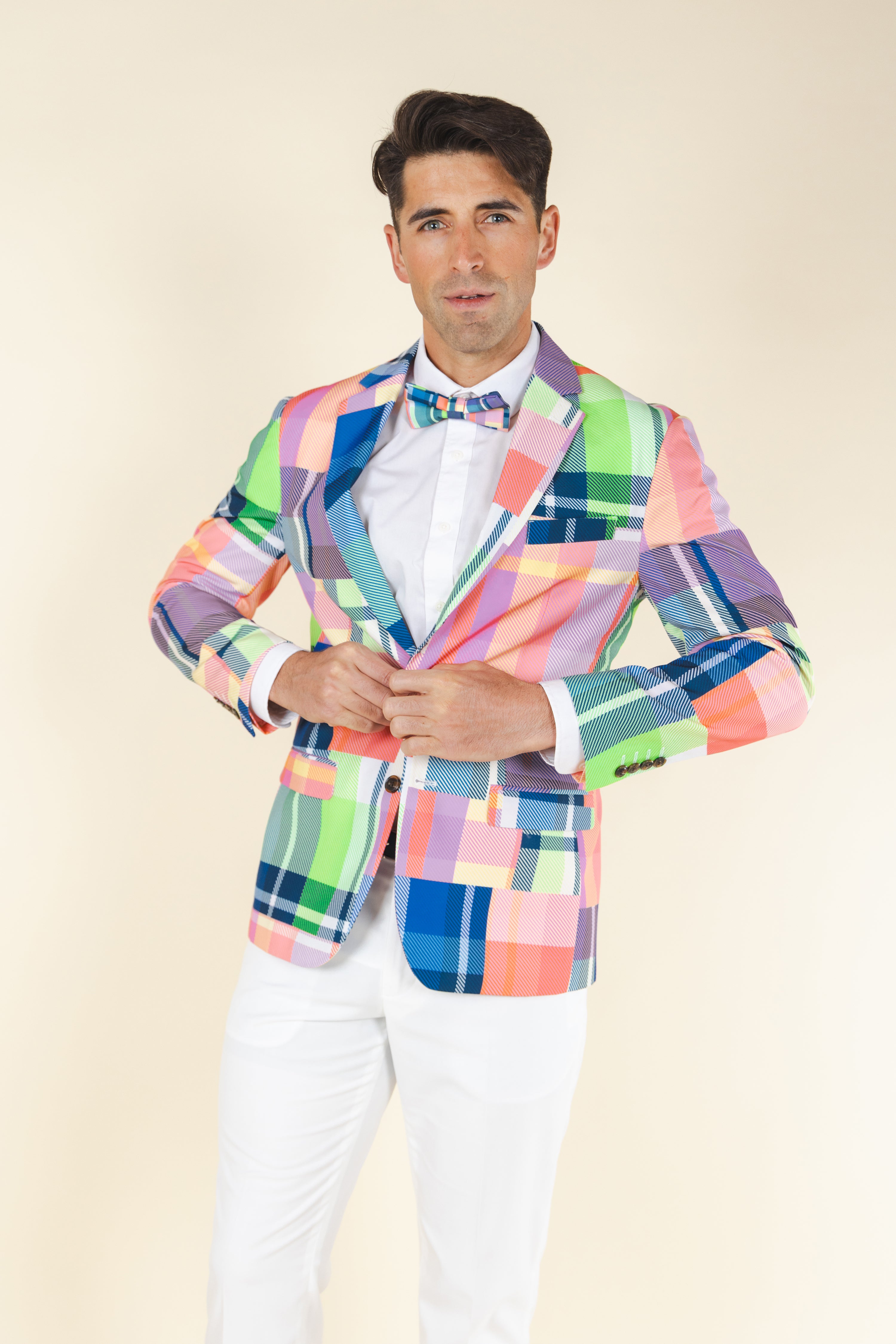 The Plaid To The Bone | Plaid Patchwork Suit - Shinesty