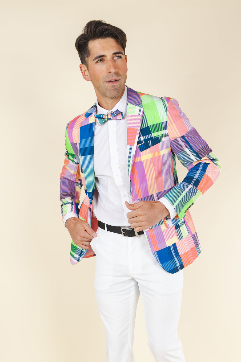 The Plaid To The Bone | Plaid Patchwork Suit - Shinesty