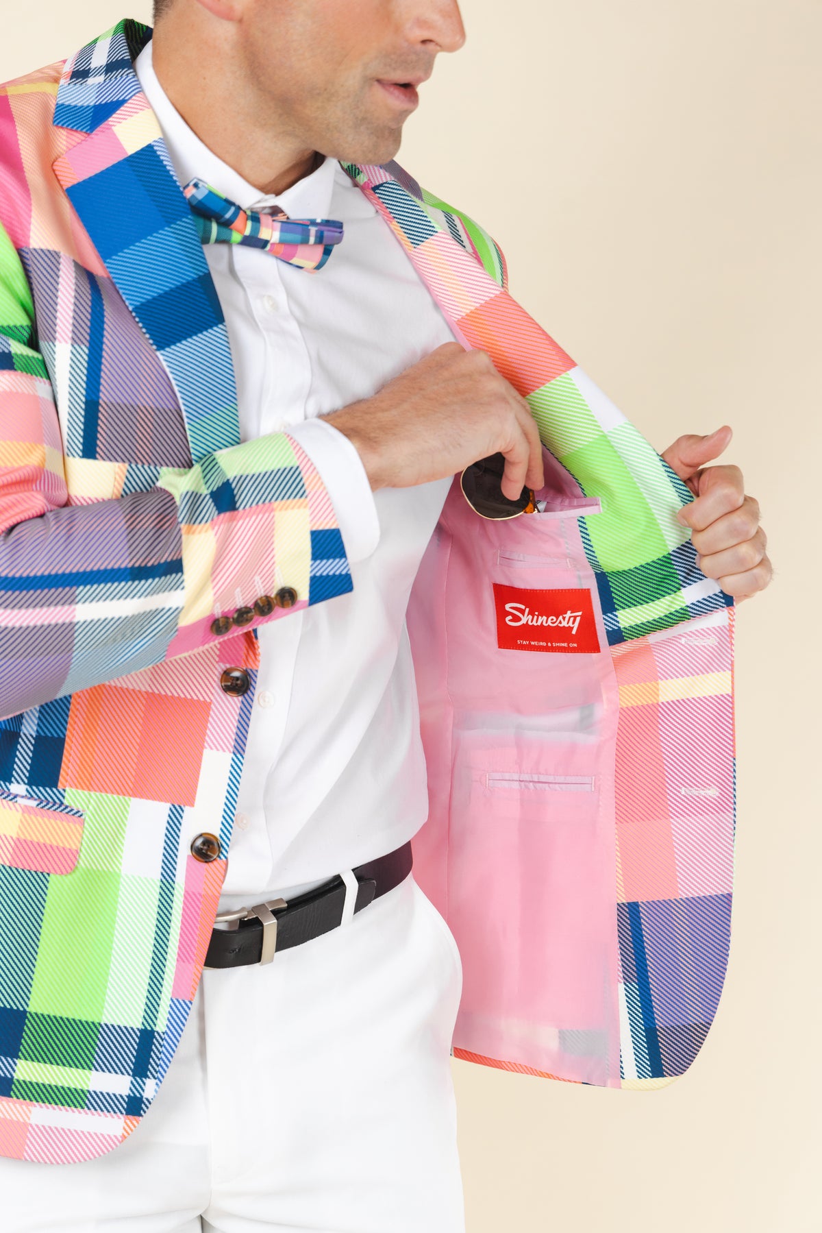 The Plaid To The Bone | Plaid Patchwork Suit - Shinesty