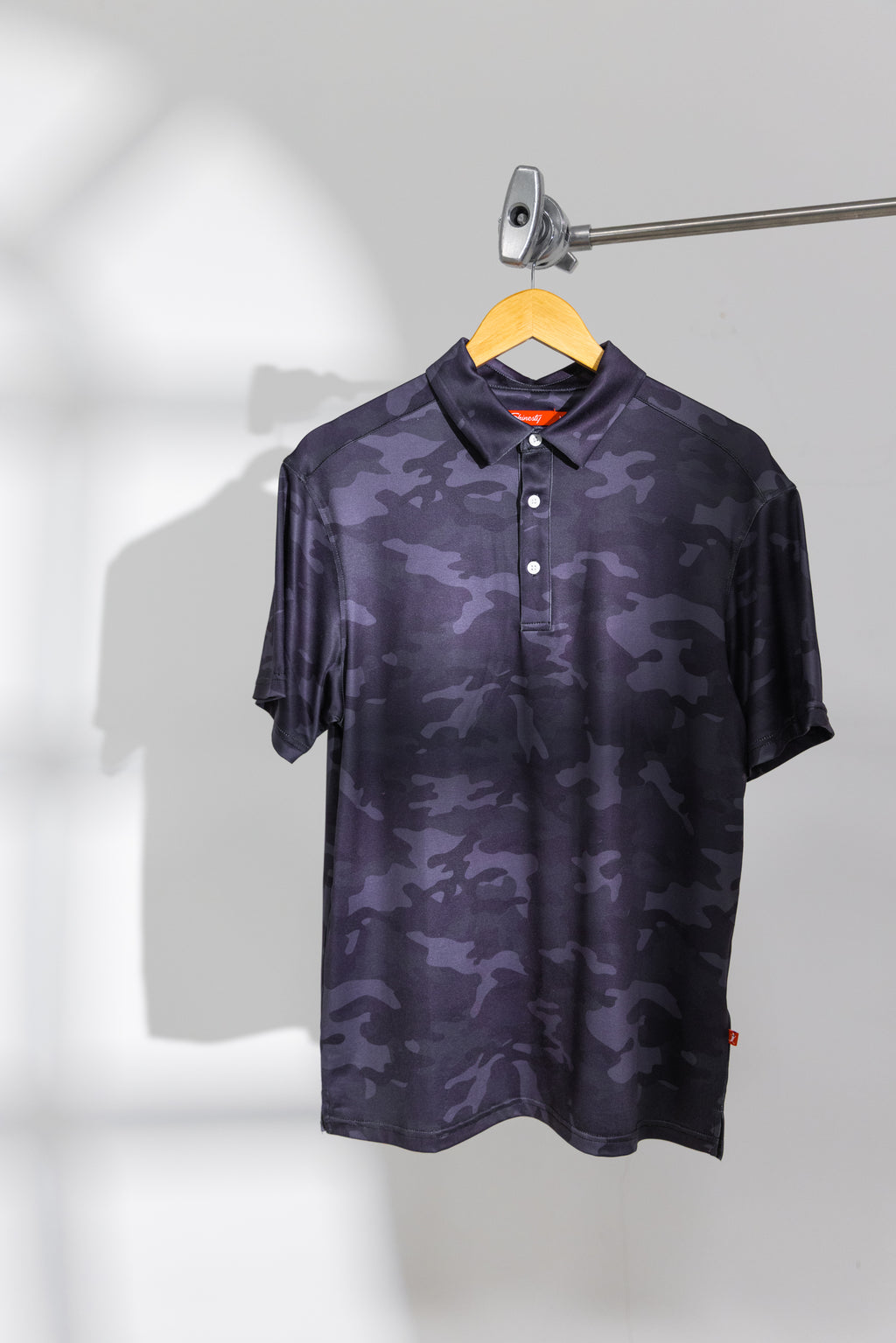 The Darkside | Black and Grey Camo Men’s Polo - Shinesty