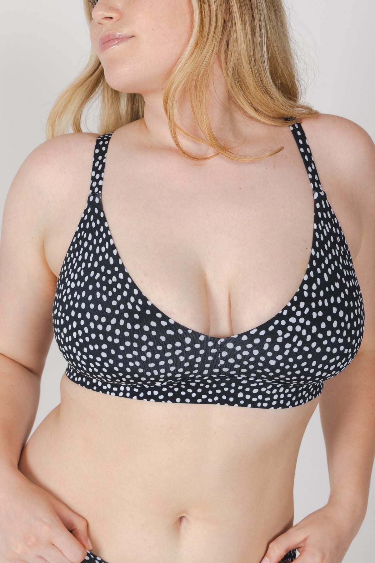The Salt & Pepper | Polka Dot Boob Hammock™ Plunge Bralette - Shinesty