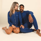 The Big Blue | Navy SleepDeep™ Men’s Long Sleeve Pajama Shirt - Shinesty