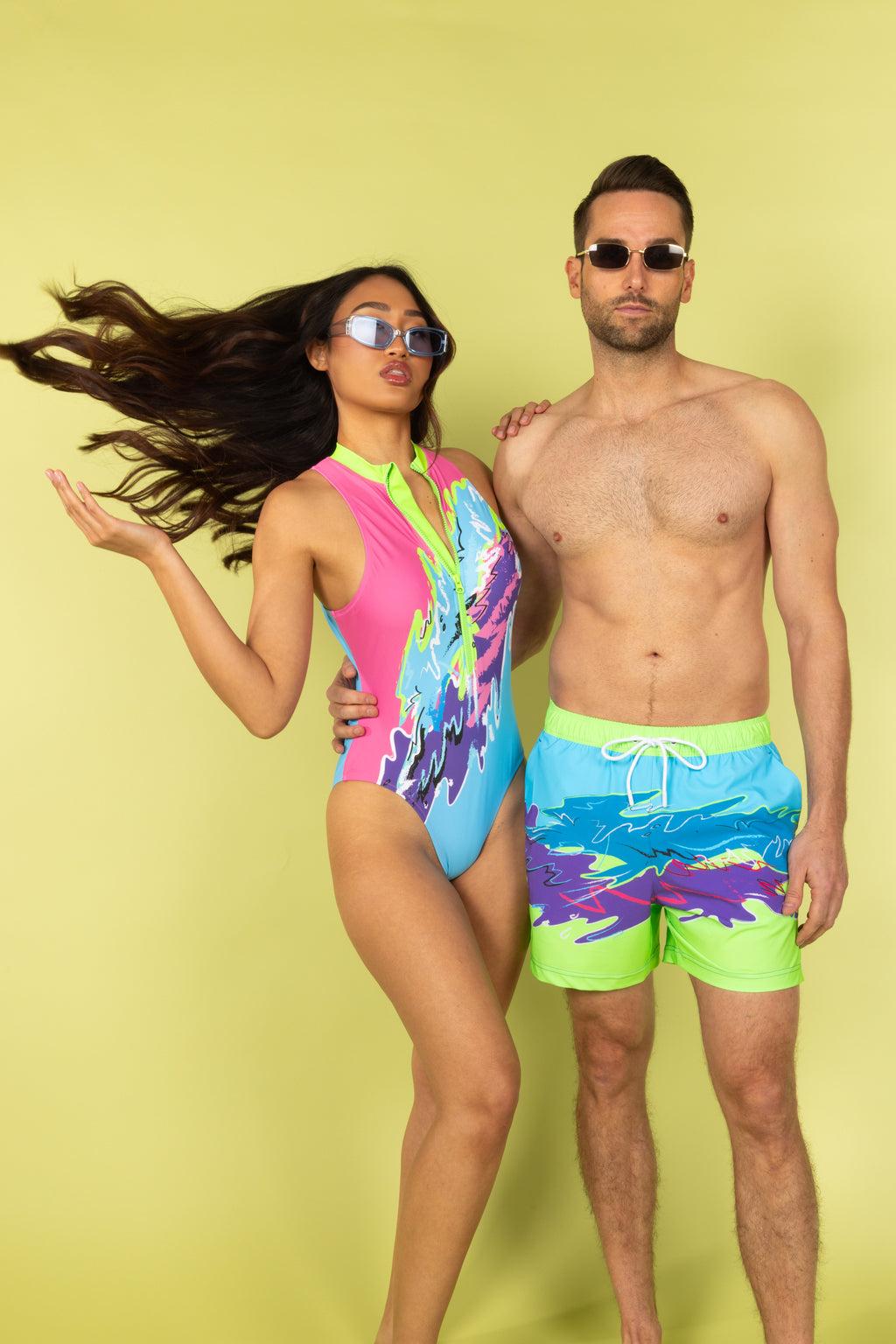 The Snack Shack | Retro Neon Ball Hammock® Pouch 8" Swim Trunks - Shinesty