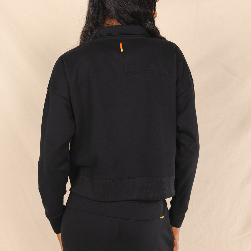 The Threat Level Midnight | Black Sexy Terry™ Women’s Half Zip - Shinesty