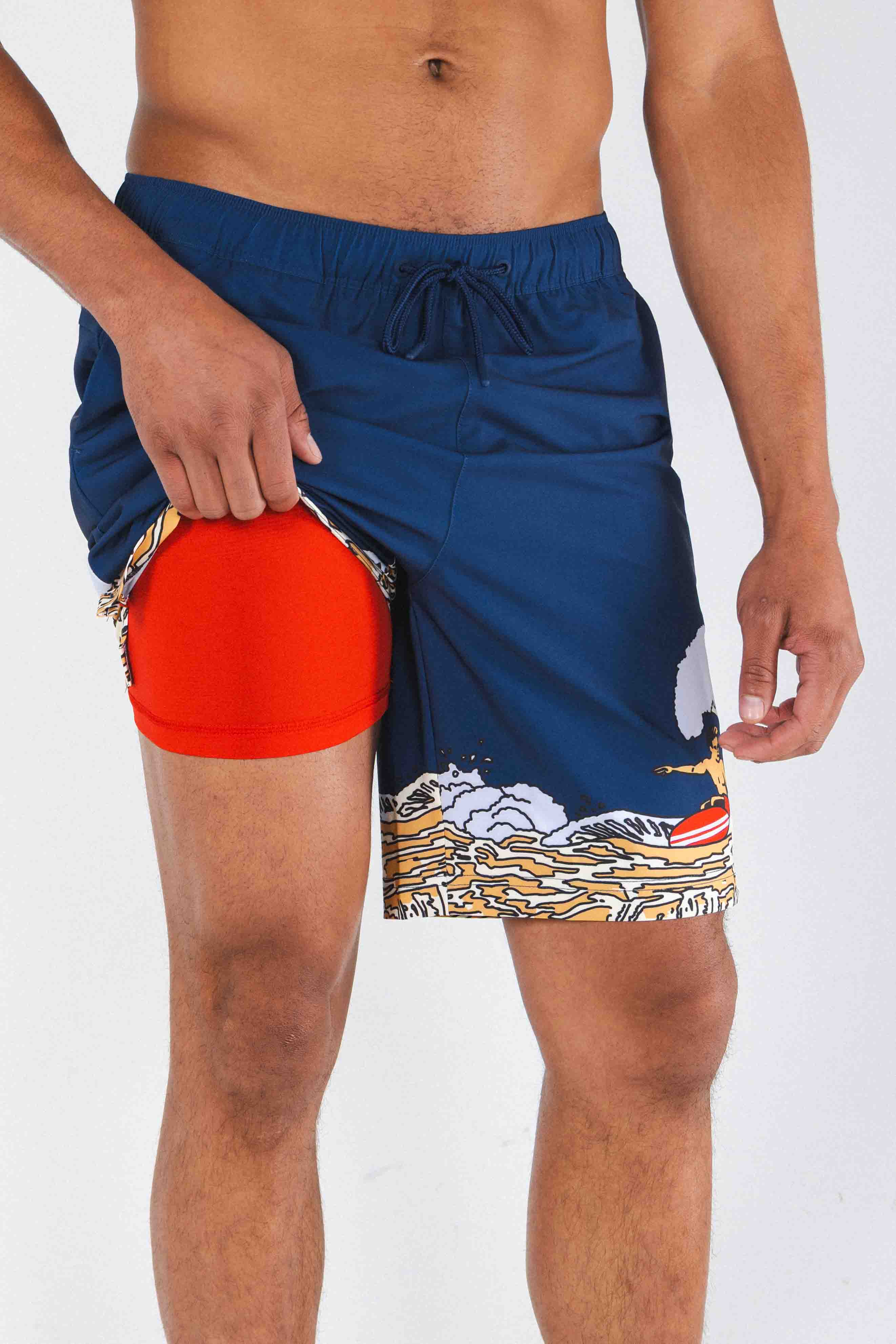 The Tidal Lager | Beer Surfer Ball Hammock® Pouch 8" Swim Trunks - Shinesty