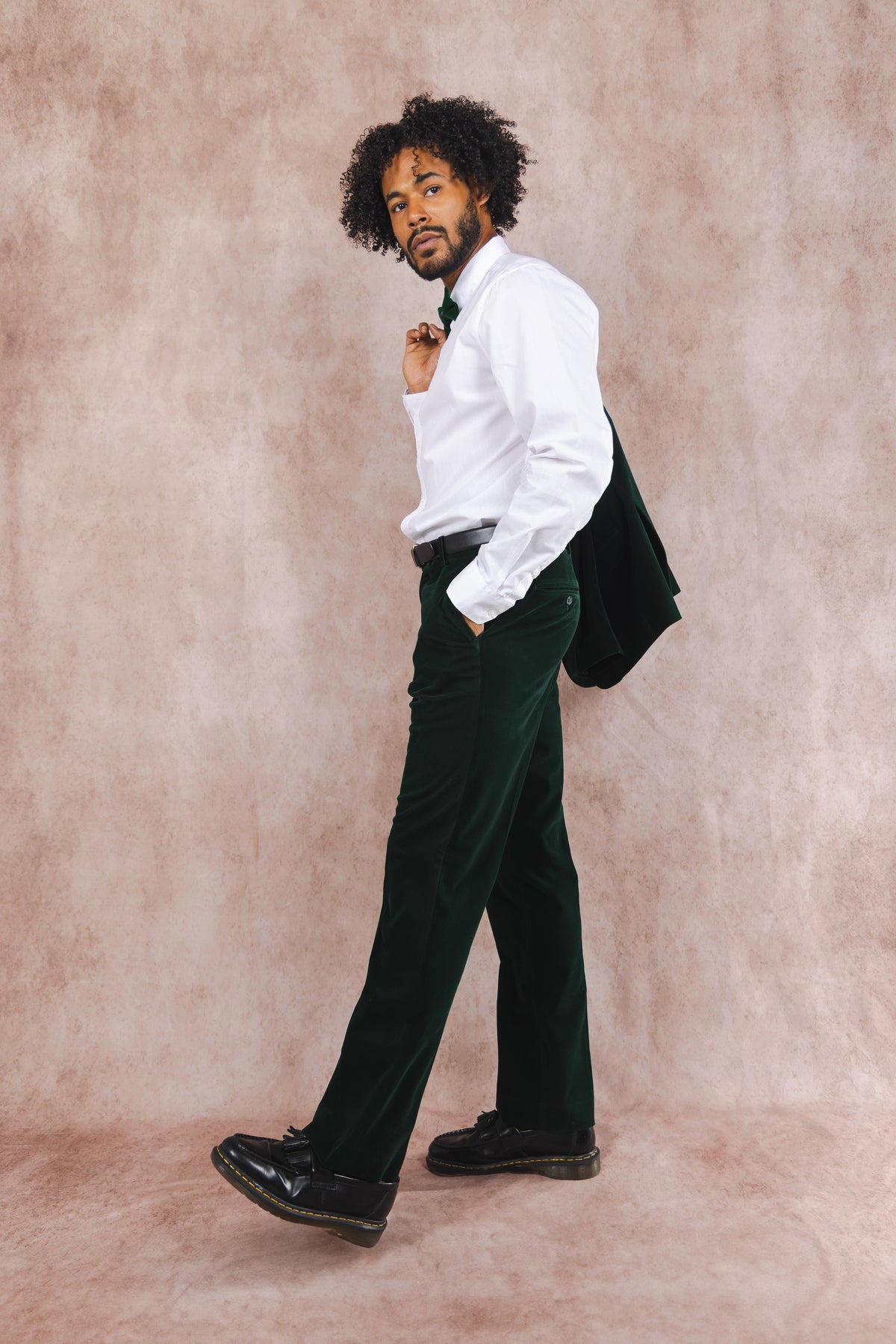 The Elegant Evergreen | Green Velvet Velvet Suit Pants | Size 34
