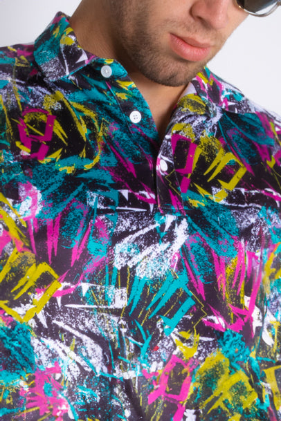 The Warm Up | Black and Neon Men’s Polo - Shinesty