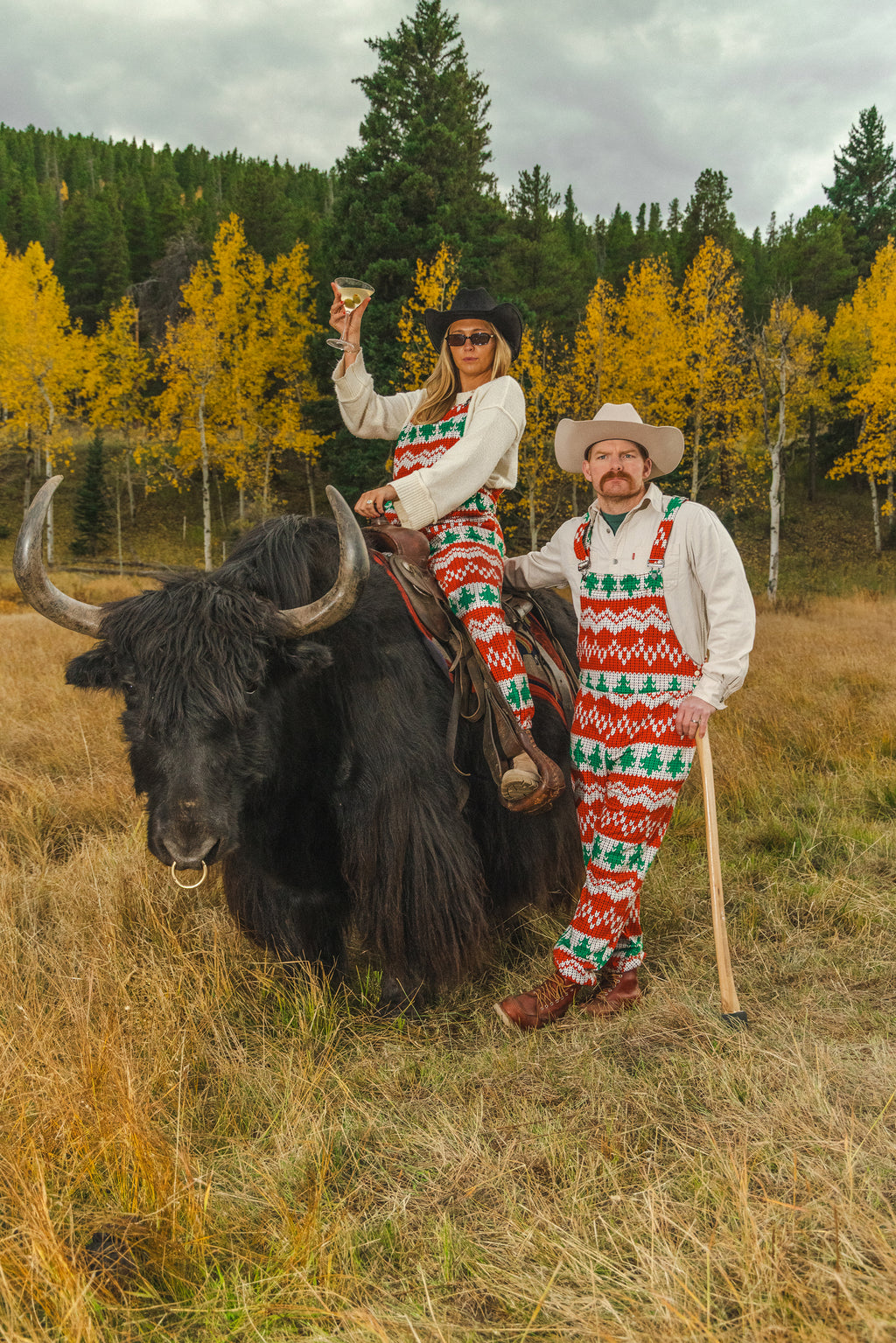 The Red Ryder | Fair Isle Knit Print Pajamaralls® - Shinesty