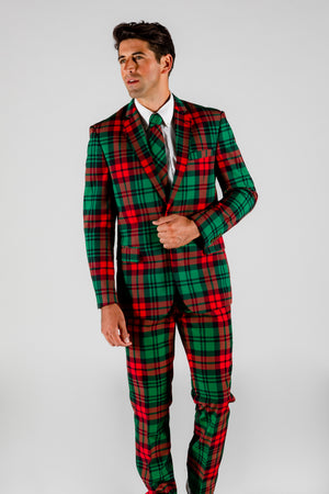 Lincoln Log Love Daddy Green Plaid Ugly Christmas Suit
