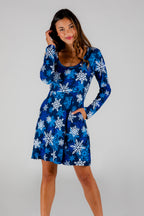 The Young Frosty | Snowflake Skater Dress - Shinesty