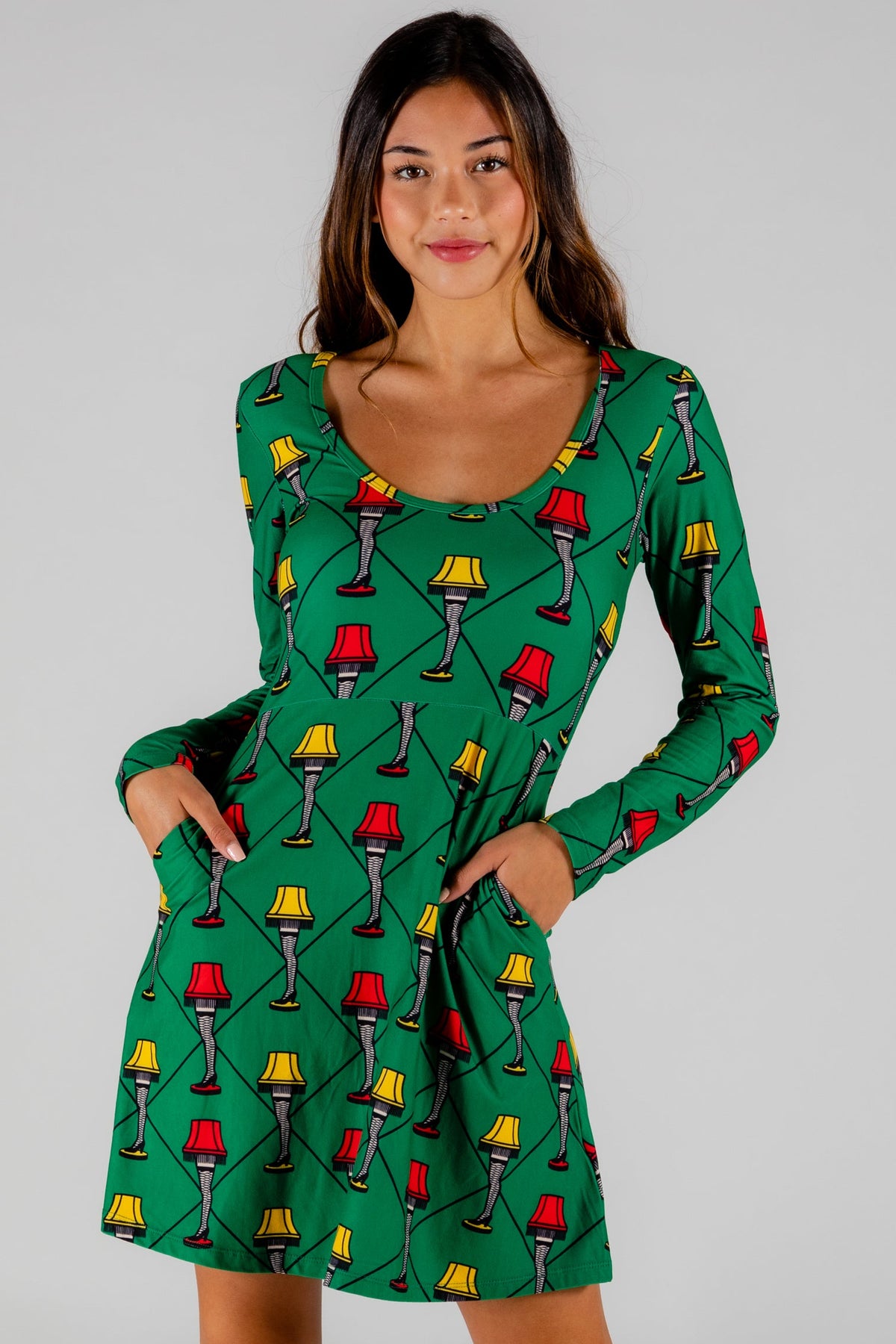 The Fragile | Leg Lamp Christmas Skater Dress | Size M | Green