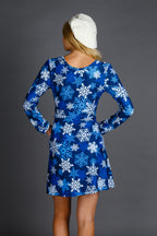 The Young Frosty | Snowflake Skater Dress - Shinesty