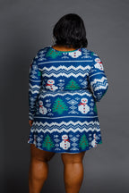 The Eggnog Aficionado | Snowman Print Christmas Skater Dress - Shinesty