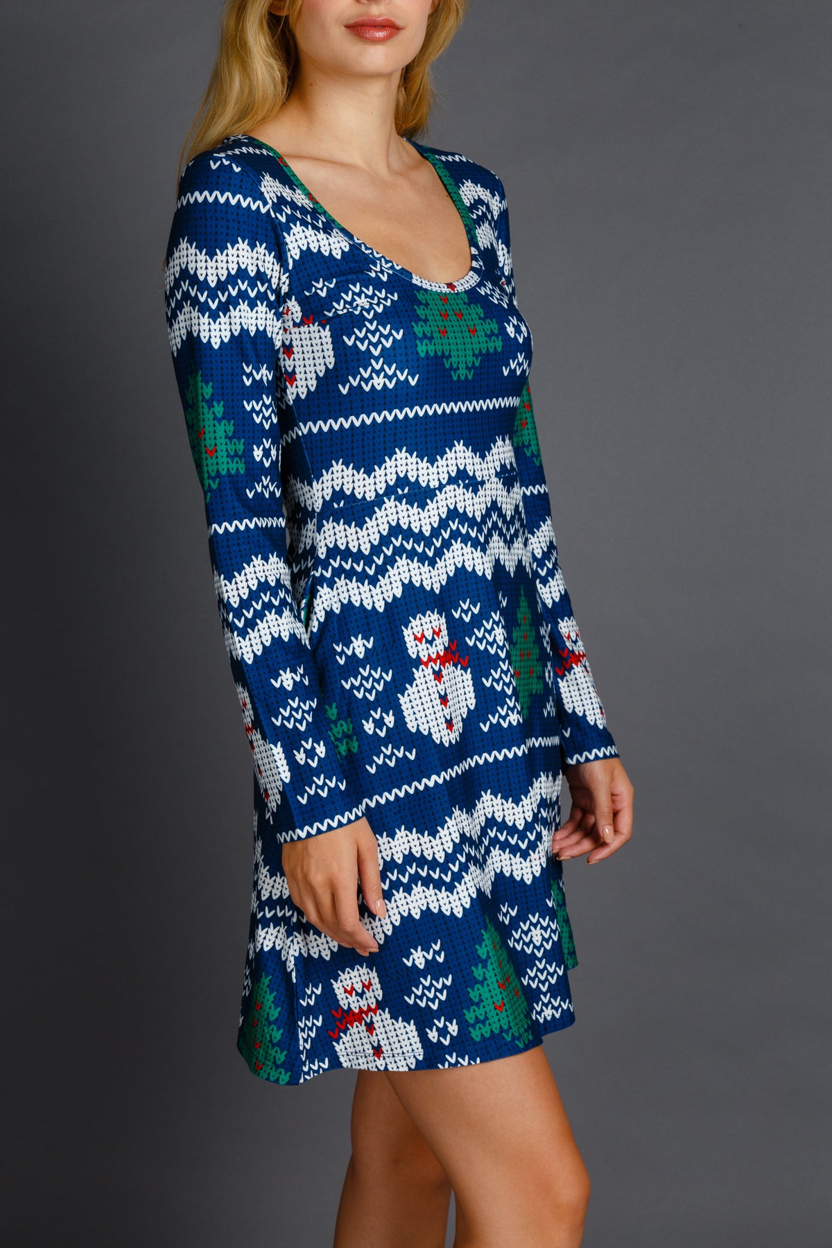 The Eggnog Aficionado | Snowman Print Christmas Skater Dress - Shinesty