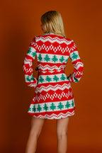 The Red Ryder | Knit Print Christmas Wrap Dress - Shinesty