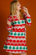 The Red Ryder | Knit Print Christmas Wrap Dress - Shinesty