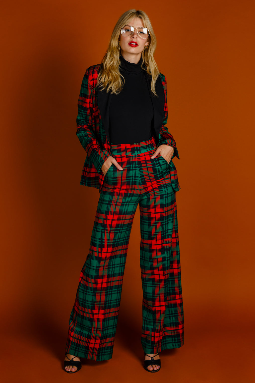 The Lincoln Log Love Lady | Women's Green Plaid Christmas Suit - Shinesty
