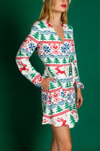 The Offly White Christmas | Fair Isle White Christmas Wrap Dress - Shinesty