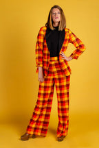 That 70s Suit | Womens Orange Plaid Thanksgiving Pants - Shinesty