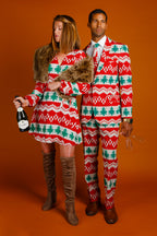The Red Ryder | Knit Print Christmas Wrap Dress - Shinesty