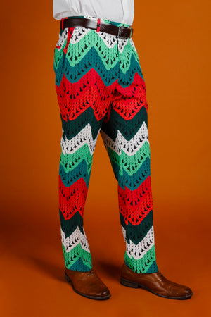 Dapper Doily Quilted Print Christmas Suit Pants