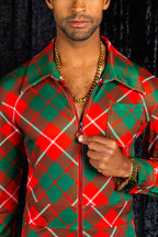The Poinsettia Playboy | Red Plaid Christmas Flight Suit - Shinesty