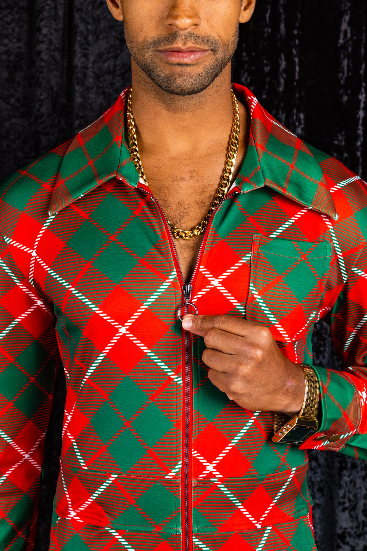 The Poinsettia Playboy | Red Plaid Christmas Flight Suit - Shinesty