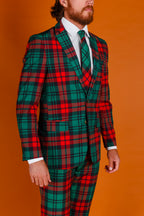 The Lincoln Log Love Daddy | Red And Green Plaid Ugly Christmas Suit - Shinesty