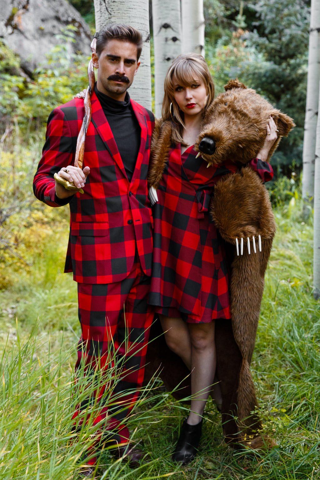 The Red & Black Lumberjack | Red Buffalo Check Christmas Wrap Dress - Shinesty
