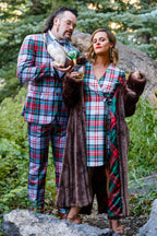 The Scotch on the Rocks | White & Red Plaid Christmas Wrap Dress - Shinesty