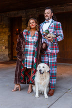 The Scotch on the Rocks | White & Red Plaid Christmas Wrap Dress - Shinesty