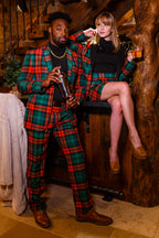 The Lincoln Log Love Daddy | Red And Green Plaid Ugly Christmas Suit - Shinesty